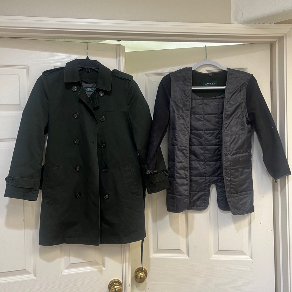 LAUREN Ralph Lauren Big Boy's 10 R Trench Removable Liner Coat - Dark Olive